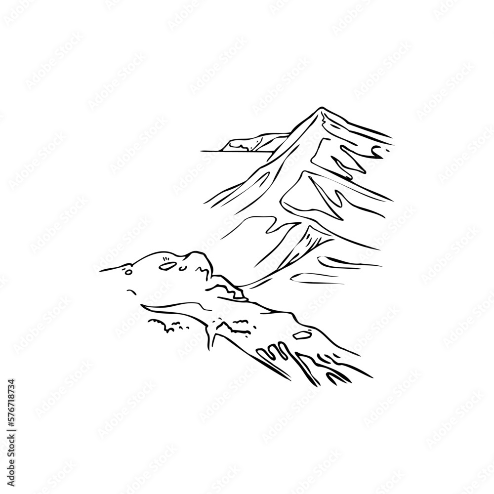Mountains, stones sketch