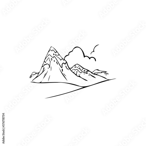 Mountains, snow, clouds sketch