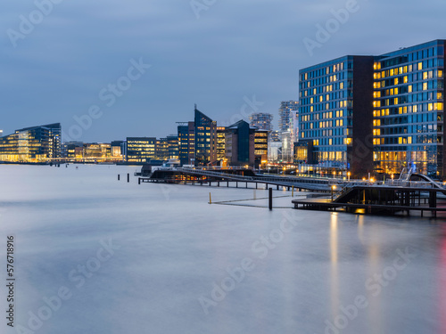 Canvas Print Kalvebod Brygge business district with modern skyline in Copenhagen, Denmark