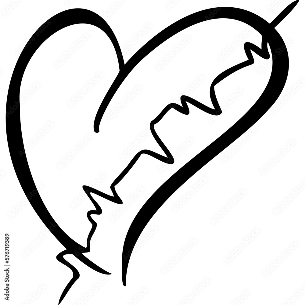 Heart with a pulse line inside sketch vector illustration hand draw Heart with a pulse line inside sketch vector illustration hand draw