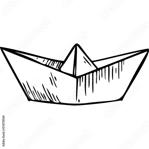 Paper boat sketch vector illustration hand draw