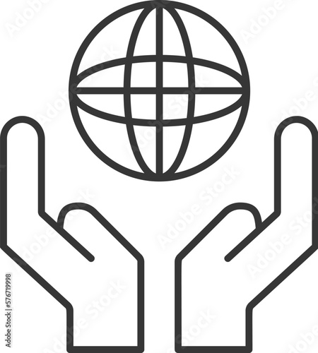 Globe in hand vector icon