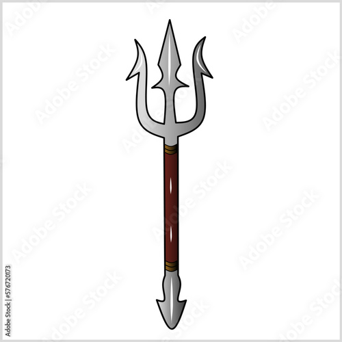 Tombak Trisula, Iconic Traditional Weapon from south Sumatra, Indonesia. Vector Illustration