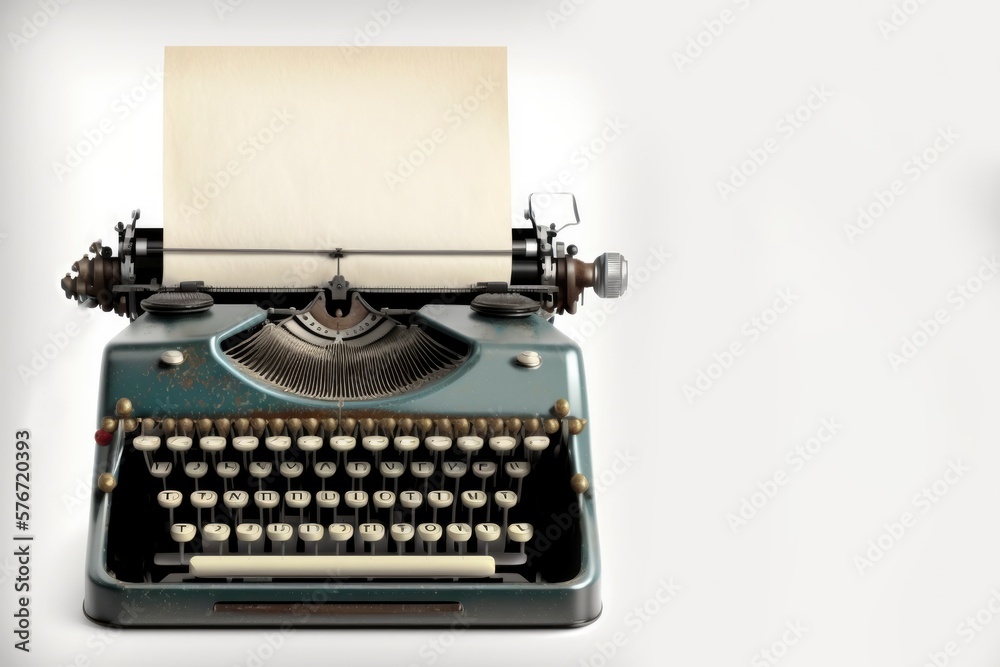 Old Vintage Typewriter With Blank Paper Stock Photo, Picture and Royalty  Free Image. Image 43651663.