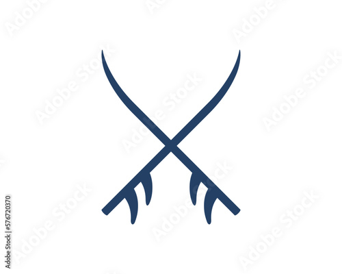 Surfboard crossed silhouette logo