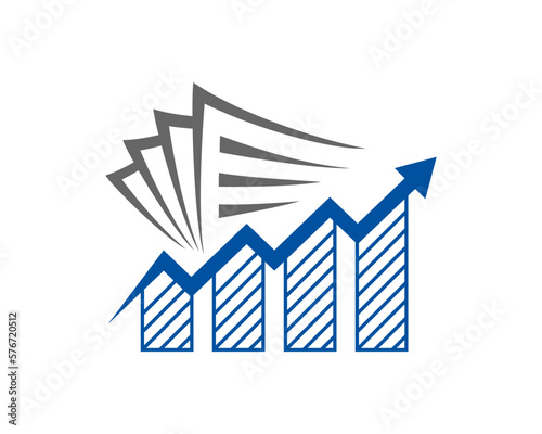 Blueprint chart and tax with arrow up logo