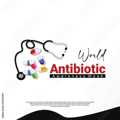 Vector illustration design concept of World Antibiotic Awareness Week observed 