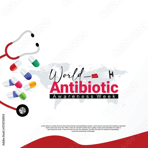 Vector illustration design concept of World Antibiotic Awareness Week observed 