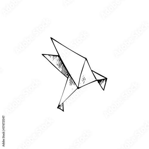 Paper cranes illustration. Simple flat vector of valentine's day icons for ui and ux, website or mobile application on white background