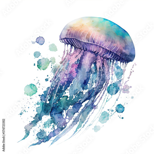 Fotografia jellyfish in the sea watercolor