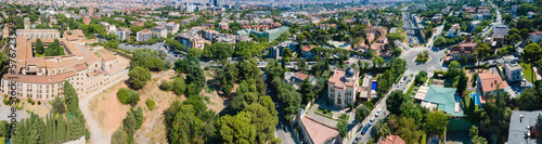 A panoramic bird's view of Pedralbes District with the Monastery of Pedralbes, Barcelona