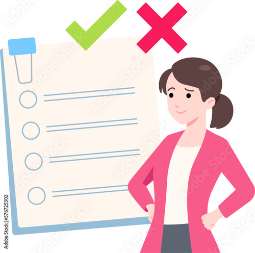 Wallpaper Mural Female Entrepreneur Thinking Decide Choose a True or False Scene Concept Flat Torontodigital.ca