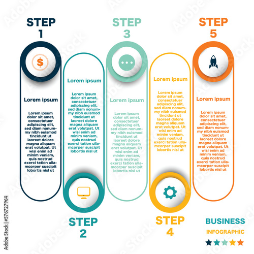 Business process graph, step to success diagram and chart illustration infographic vector Stock Illustration.
