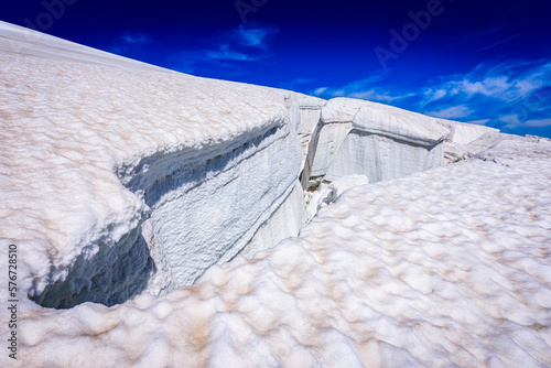 Huge crack on a glacier in High Tauern national park in Austria. photo