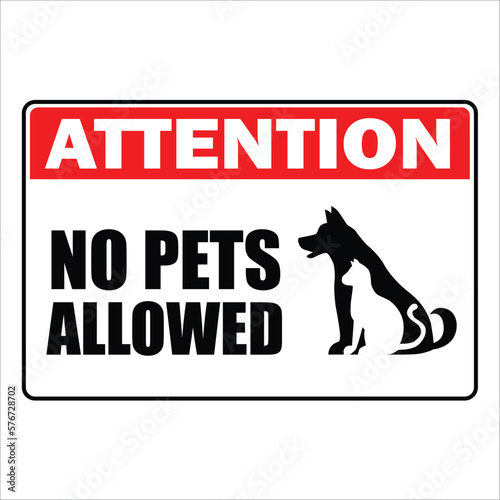no pet allowed cat and dog sign with attention and white background black picture