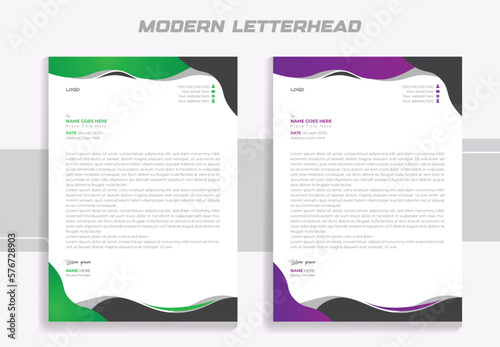 Modern letterhead with 2 color variant ,abstract design  fully editable