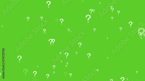 Question mark large size cone effect particle element on the green screen background concept what when where why and how to