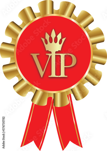 Gold VIP member rosette. Vector