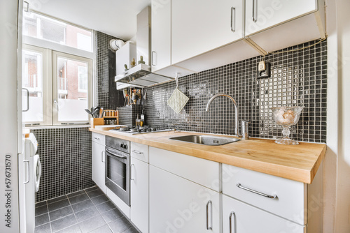 Interior of well furnished modern kitchen photo