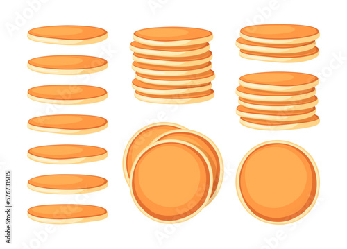 Set of pancakes isolated on white background