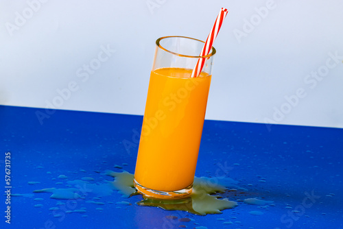 Glass of fresh orange juice cocktail