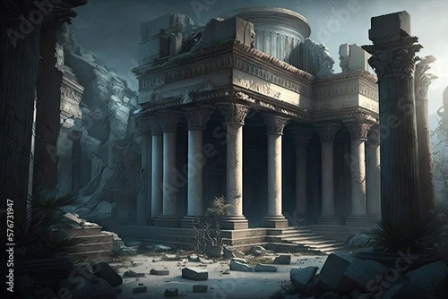 City of Grandeur: Mysterious Scenery of Ancient Ruins Generative AI