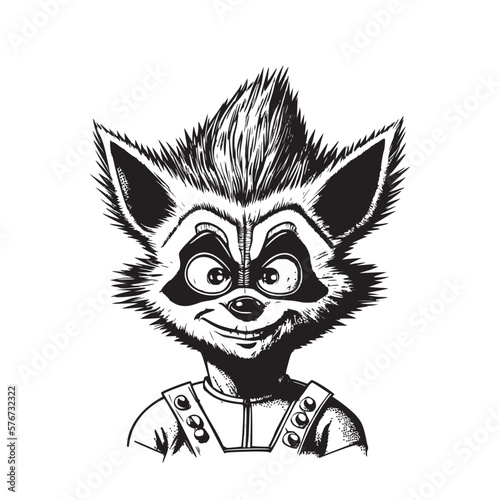 Funny racoon dressed as a clown
