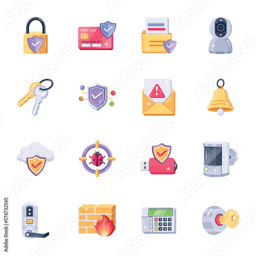 Pack of Security 2D Icons 

