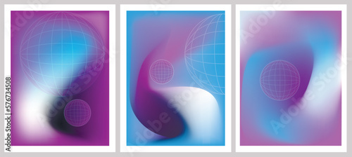 Trendy retro futuristic holographic  in vaporwave style in 80s-90s. Old wave cyberpunk concept. Shapes design elements for disco genre, retro party or themed event. Neon 