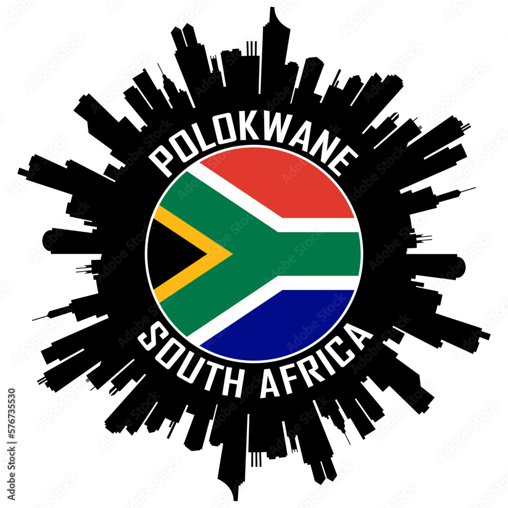 Polokwane South Africa Flag Skyline Silhouette Polokwane South Africa