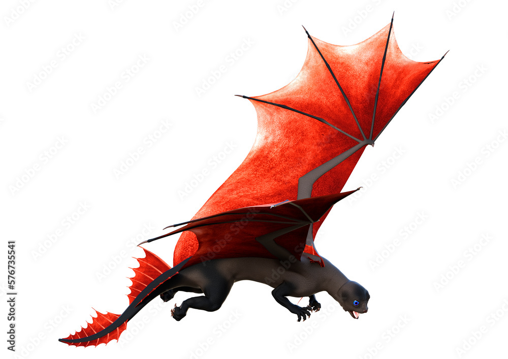 Naklejka premium 3D Rendering Fairy Tale Dragon on White