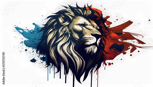Czech lion colorful painting created by generative ai
