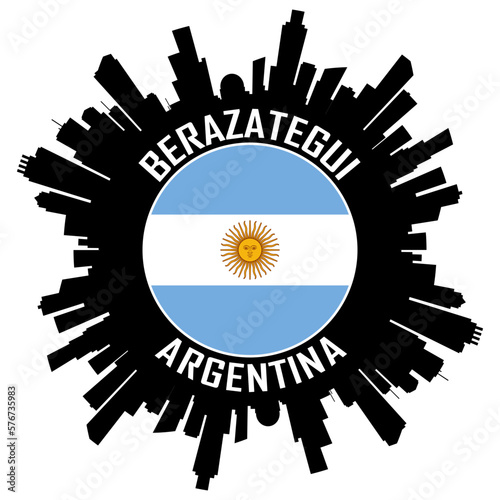 Berazategui Argentina Flag Skyline Silhouette Berazategui Argentina Lover Travel Souvenir Sticker Vector Illustration SVG EPS AI photo