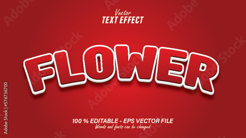 Red flower 3d text effect design template editable eps file