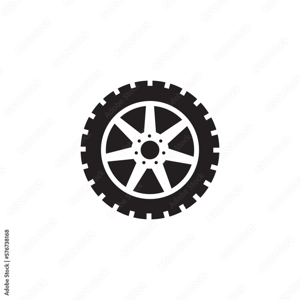 Car wheel icon. Flat vector illustration.