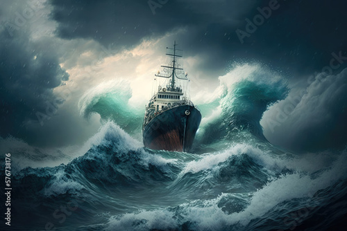 Fotografia Massive Storm Sends Ship to Bottom of the Ocean Tragic Turn of Events Claims Lives of Many