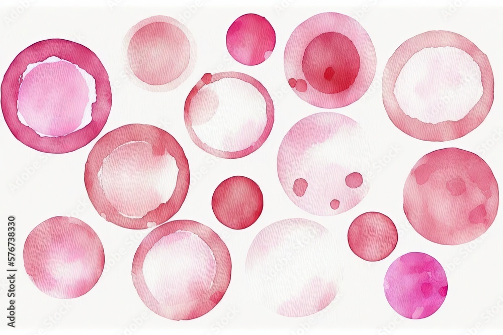 Web Designers Fall In Love with White Backgrounds, Bursting with Pink Watercolor Circles. Generative AI