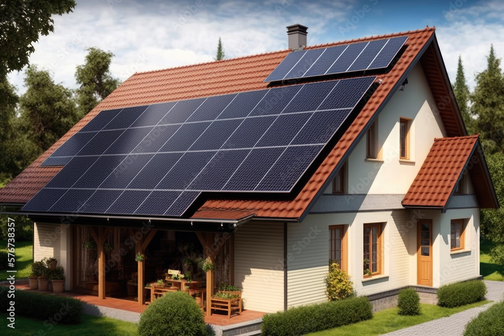 Go Green and Save  Upgrade Your Home with an EcoFriendly Solar Roof and Solar Panels. Generative AI