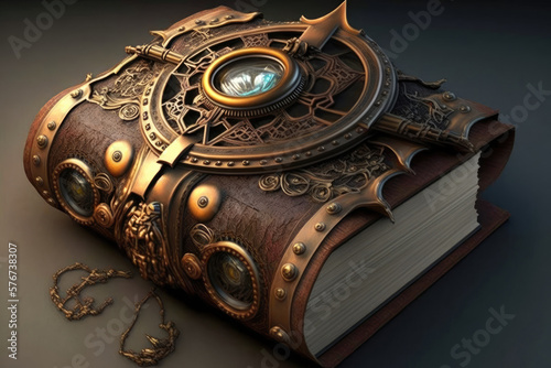 Discover Adventures in an Alternate Fantasy World with the Epic Steampunk Book Series. Generative AI photo