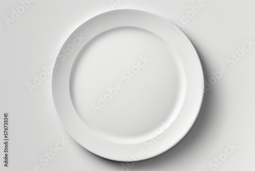 The Scene Is Set Minimalism at Its Best with White Plate on White Background. Generative AI