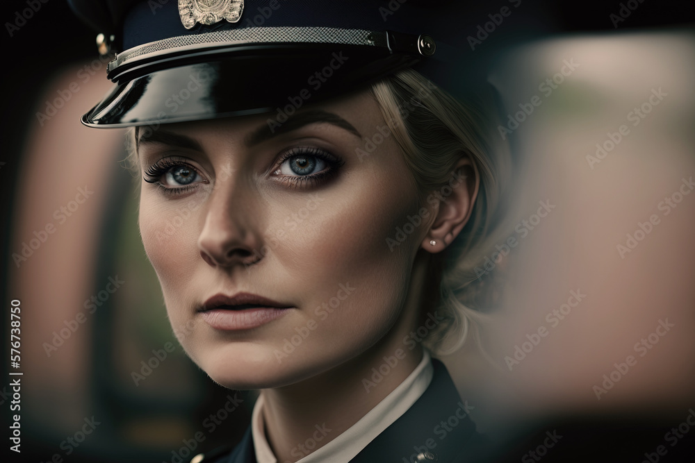 Generative AI image of policewoman Generative AI image of policewoman