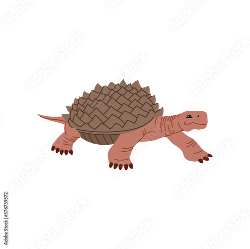 Carbonemys dinosaur turtle cartoon dino character. Prehistoric dinosaur tortoise with tail, prehistoric dino, animal of jurassic period