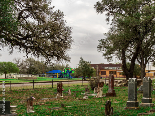 Burial ground and a school playground