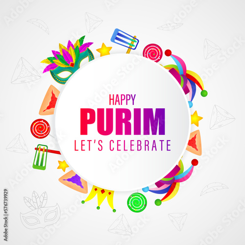 Vector illustration of Happy Purim festival greeting