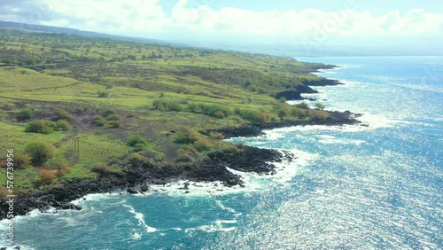 Aerial view of the rugged Kohala coastline, Hawaii Island, Hawaii, United States. photo