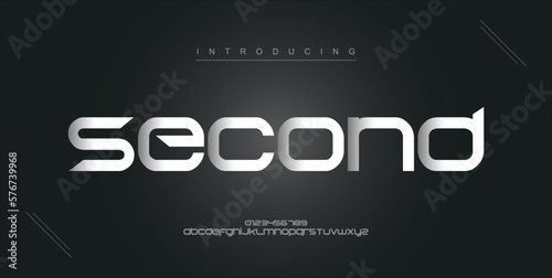 Second digital modern alphabet new font. Creative abstract urban, futuristic, fashion, sport, minimal technology typography. Simple vector illustration with number