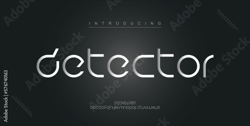 Detector digital modern alphabet new font. Creative abstract urban, futuristic, fashion, sport, minimal technology typography. Simple vector illustration with number