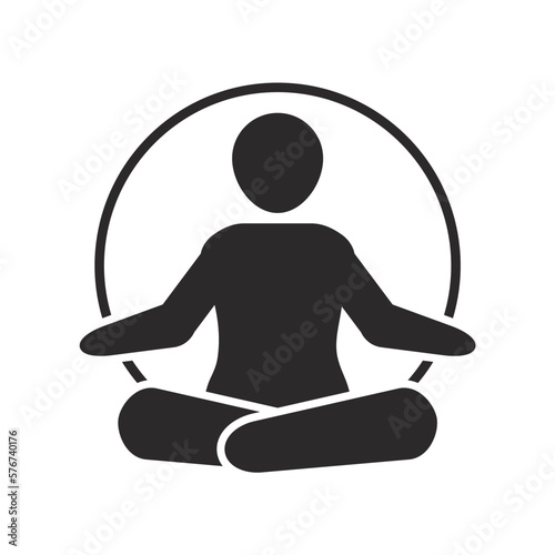 Yoga meditation fitness icon. Vector symbol on transparent background