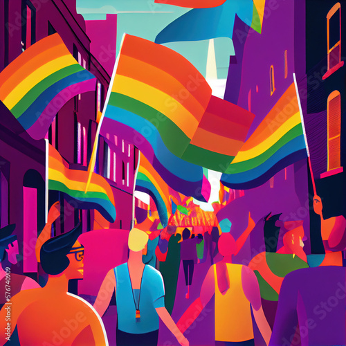LGBT gay pride march. Generative Ai