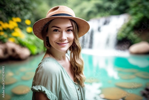 Pretty young adult woman at...